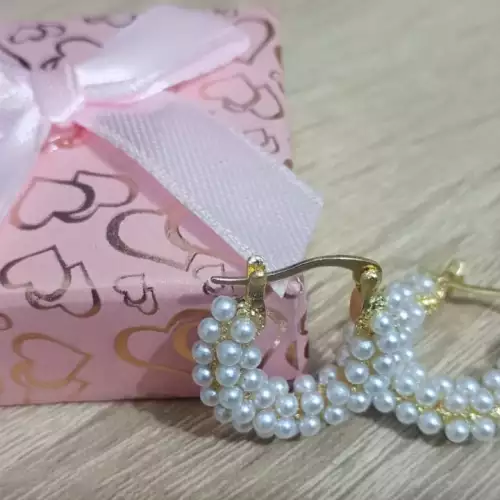 Pendientes de Aro con imitación de perla preciosa