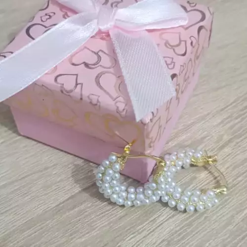 Pendientes de Aro con imitación de perla preciosa