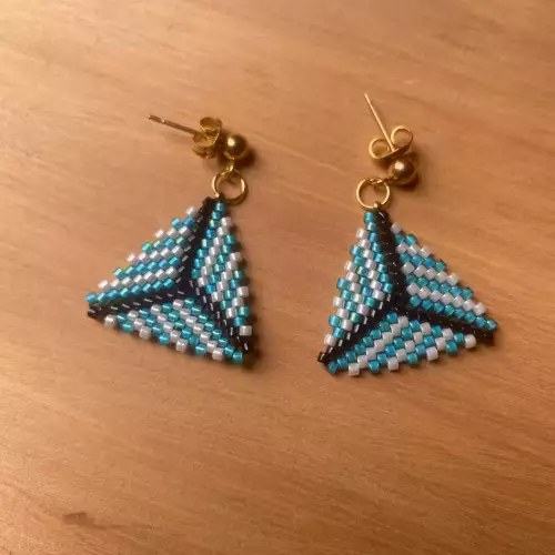 Pendientes geométricos brisa turquesa miyuki tejido