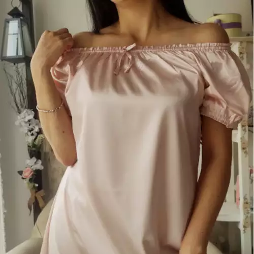 Pijama satín rosa claro para mujer talla S