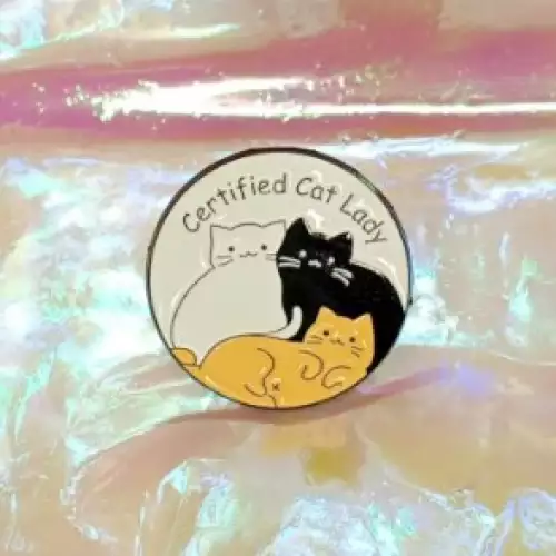Pin metálico &quot;Certificado chica de los gatos&quot;