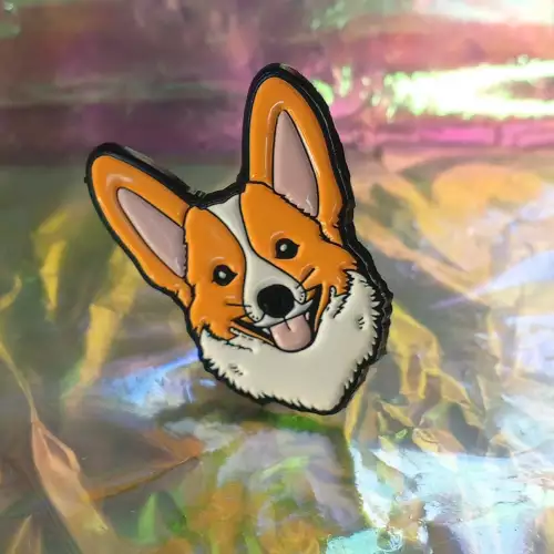 Pin metálico perro corgi para chaqueta y mochila