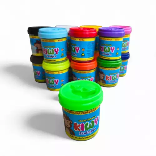 Plastilina ecológica verde neón 65 gr no tóxica