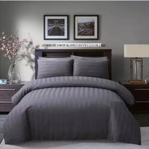 Plumón blanco texturizado con duvet cama doble