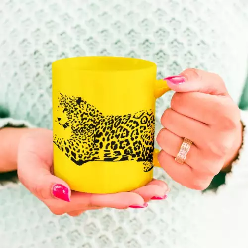 Pocillo mug 11 onz con estampado jaguar sublimado