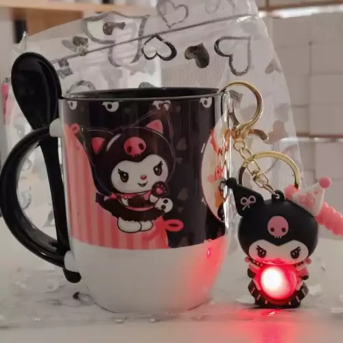 POCILLO MUGS 10 oz CERAMICA CUCHARA Y LLAVERO