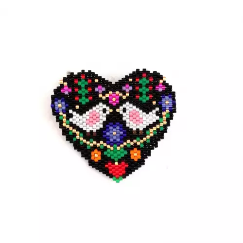 Prendedor corazón amor eterno con diseño de pajaritos