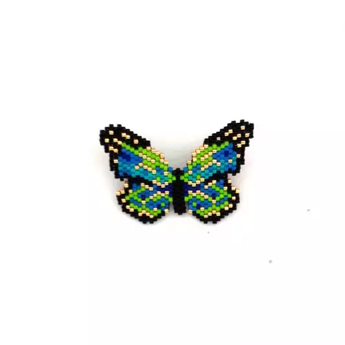 Prendedor mariposa azul tejido a mano Miyuki