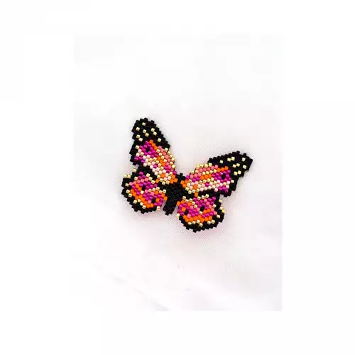 Prendedor mariposa rosado naranja tejido Miyuki