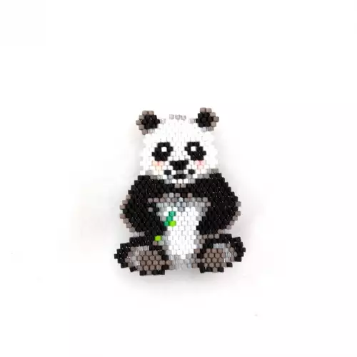 Prendedor oso panda tejido a mano en Miyuki