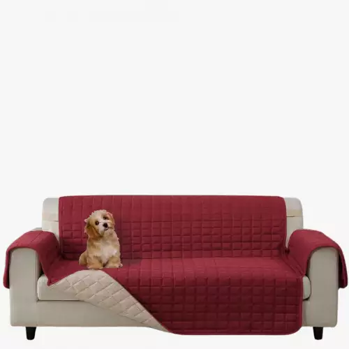 Protector de sofá 3 puestos acolchado reversible vino