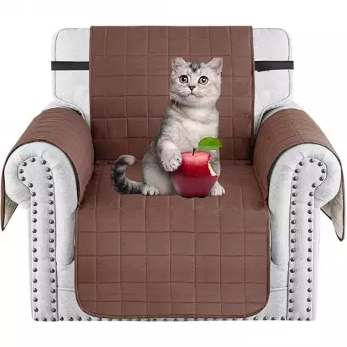 Protector De Sofa Unicolor Acolchado 1 Puesto Doble Faz Cafe - Camel
