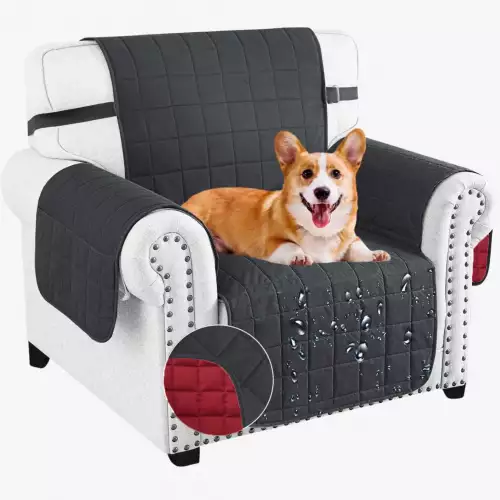 Protector De Sofa Unicolor Acolchado 1 Puesto Doble Faz Negro - Vino Tinto
