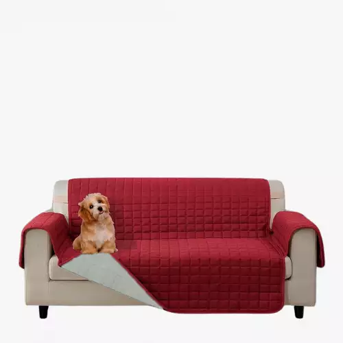 Protector De Sofa Unicolor Acolchado 2 Puestos Doble Faz Vino T - Gris