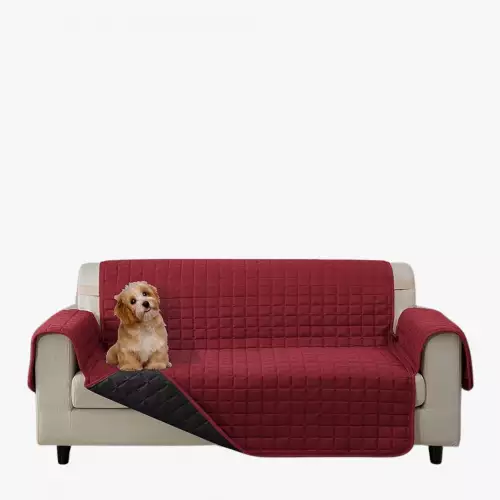 Protector De Sofa Unicolor Acolchado 2 Puestos Doble Faz Vino T - Negro