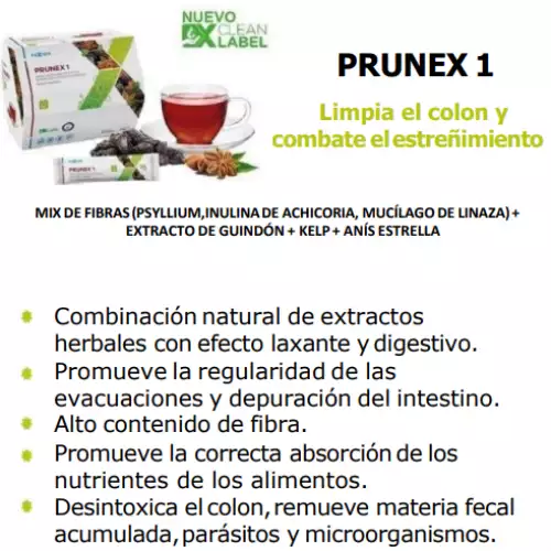 Prunex bebida limpieza colon sabor ciruela 7 sobres