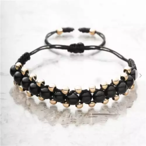 Pulsera 3 líneas oro laminado con piedras naturales