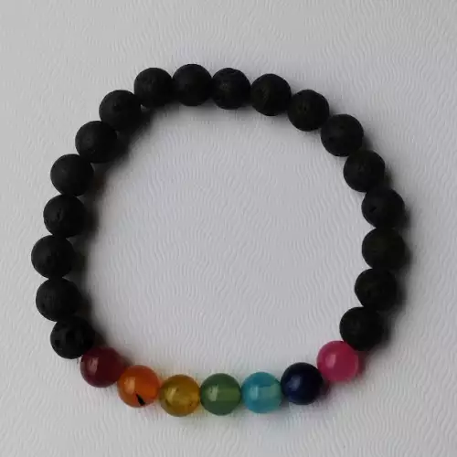 Pulsera 7 chakras hombre piedra volcánica