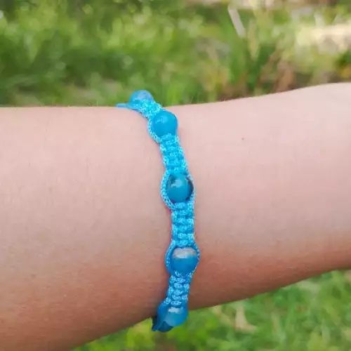 Pulsera ágata tejido macramé piedra natural paz