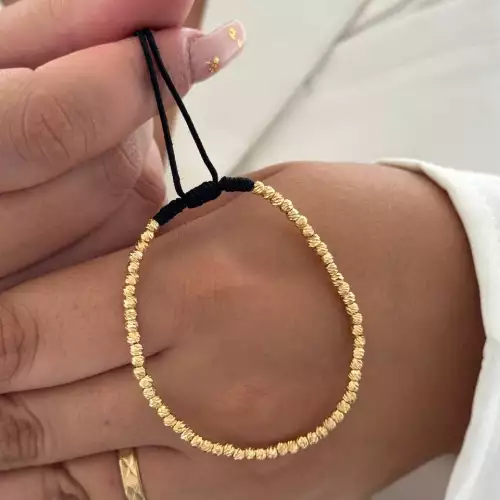 Pulsera balín macizo 3mm con 62 balines oro laminado
