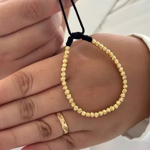 Pulsera balín macizo 4mm con 42 balines oro laminado