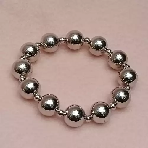 Pulsera bolas plateadas pulidas en rodio espejo