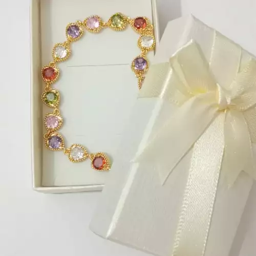 Pulsera circonita chapada en oro de 18K - Colores vibrantes