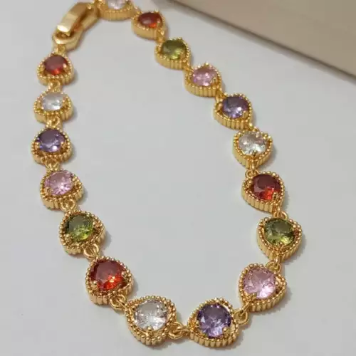 Pulsera circonita chapada oro 18K colores vibrantes