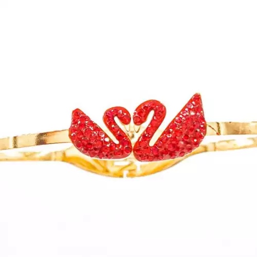 Pulsera cisnes acero inoxidable dorado zirconia