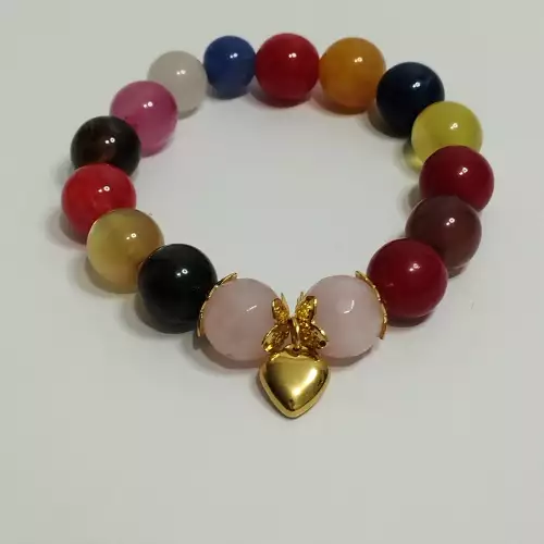 Pulsera elástica con dije corazón y piedra