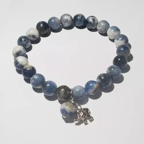 Pulsera elástica en piedra natural sodalita