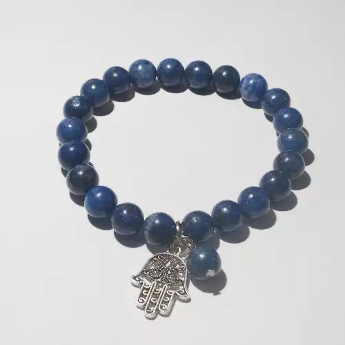 Pulsera elástica lapislazuli piedra natural chakra garganta