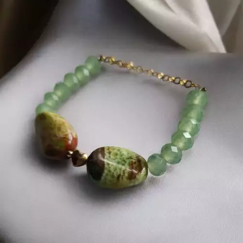 Pulsera elegante gaspeita y murano acero hipoalergénico