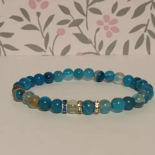 Pulsera en ágata azul piedra natural para calma