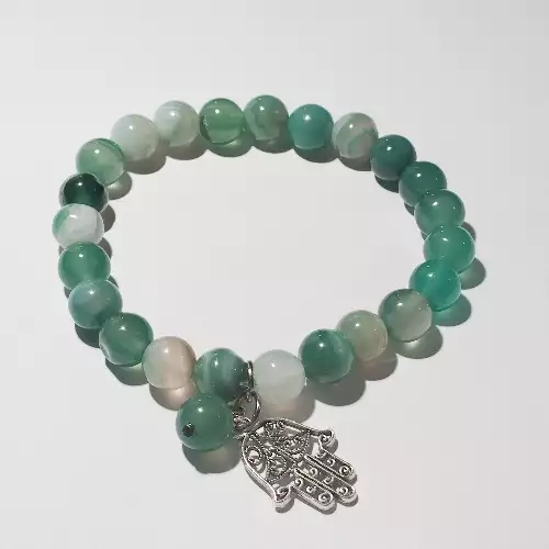 Pulsera en ágata verde piedra natural equilibrio