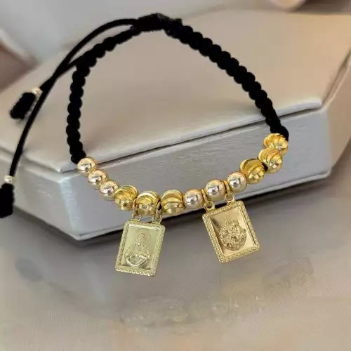 Pulsera escapularios balín oro laminado 18K 5-6mm