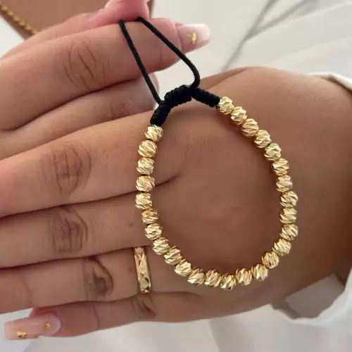 Pulsera full balín 6mm oro laminado 18k macizo