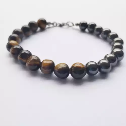 Pulsera hombre ojo de tigre y hematita protección