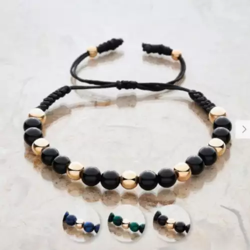 Pulsera intercalada doble balines piedras naturales