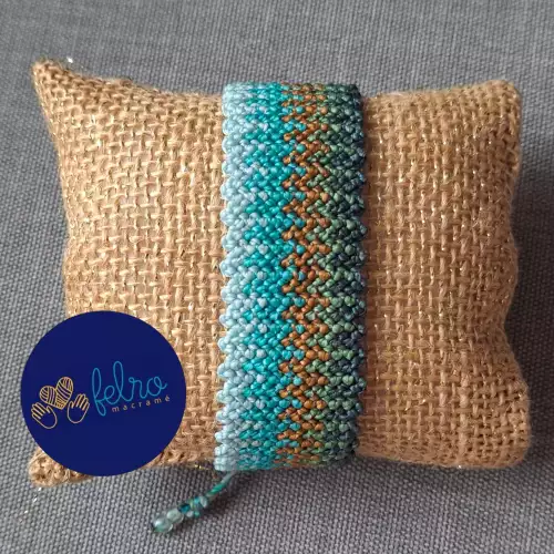 Pulsera macramé Camino del Inca verde azul hecho a mano