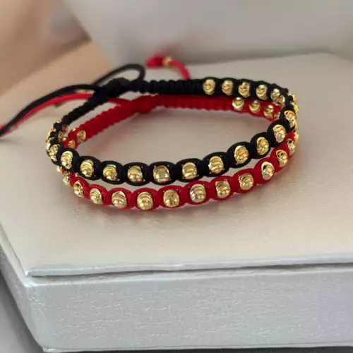 Pulsera macramé continuo oro laminado 18K 4mm