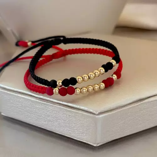 Pulsera neopreno y balín oro laminado 18K 4mm