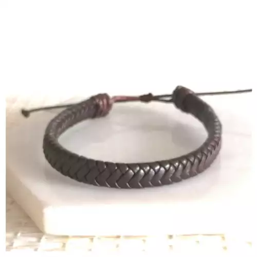 PULSERA PARA HOMBRE EN CUERO CAFE TRENZADO