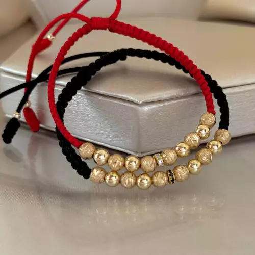 Pulsera rondel balín liso diamantado 5mm oro laminado