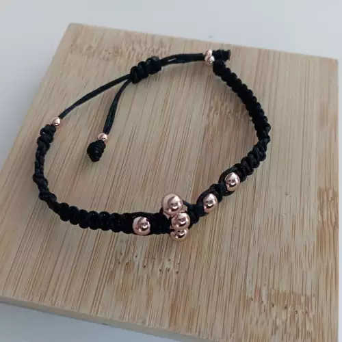 PULSERA TEJIDA PUNTO PLANO CON BALINES DE RODIO