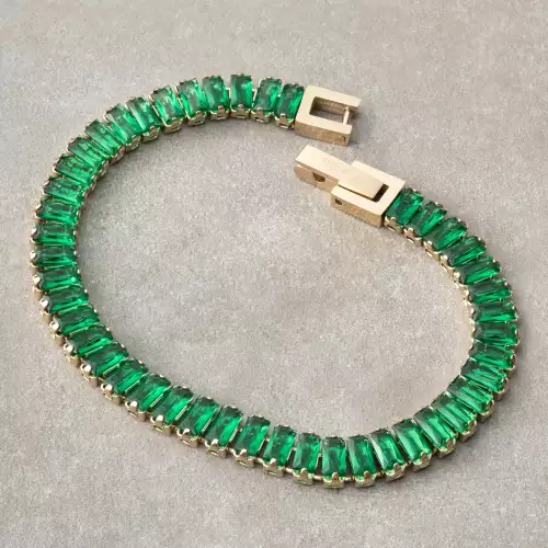 Pulsera tennis rectangular oro laminado unisex