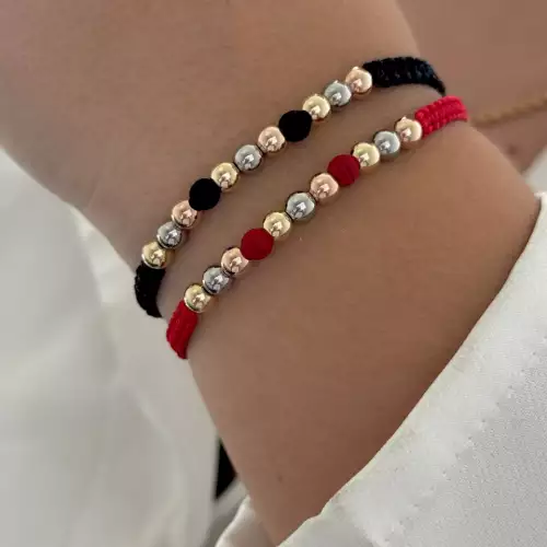 Pulsera tricolor oro laminado 18K balín 5mm