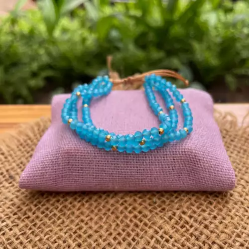 PULSERA TRIPLE DE MURANO AZUL