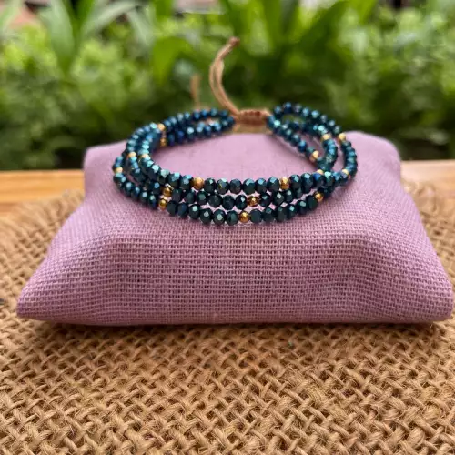 PULSERA TRIPLE DE MURANO AZUL TORNASOL