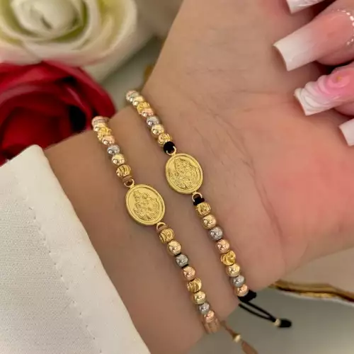Pulsera virgen del Carmen oro laminado 18K